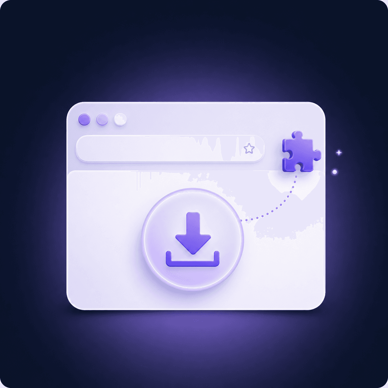 Browser window with a download action and extension puzzle piece