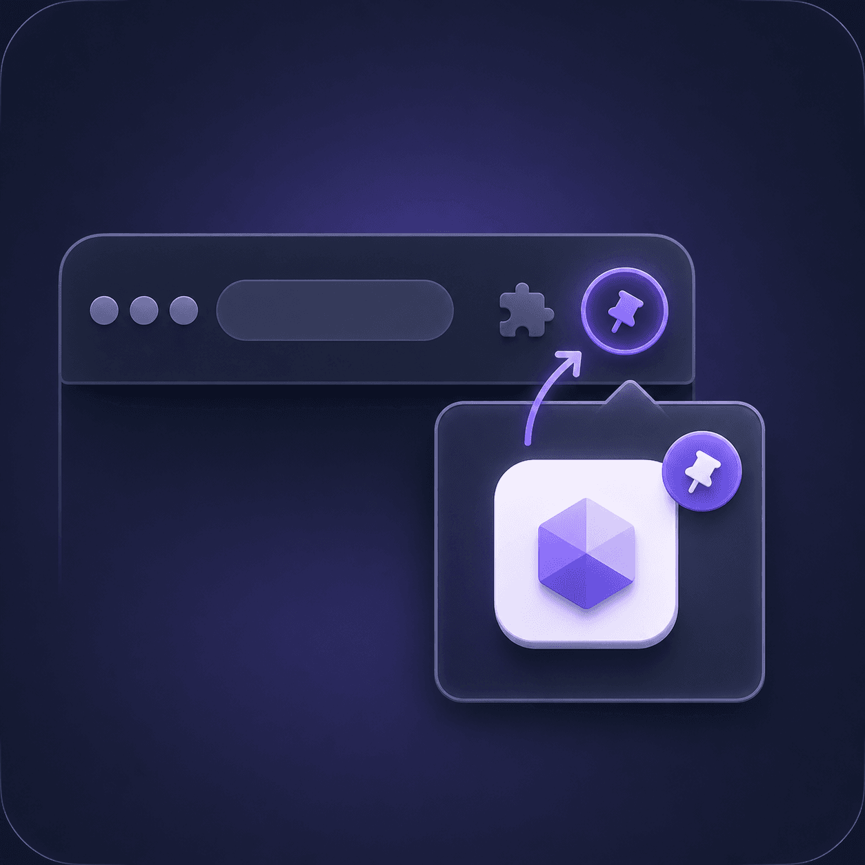 Browser toolbar with a pinned extension tile