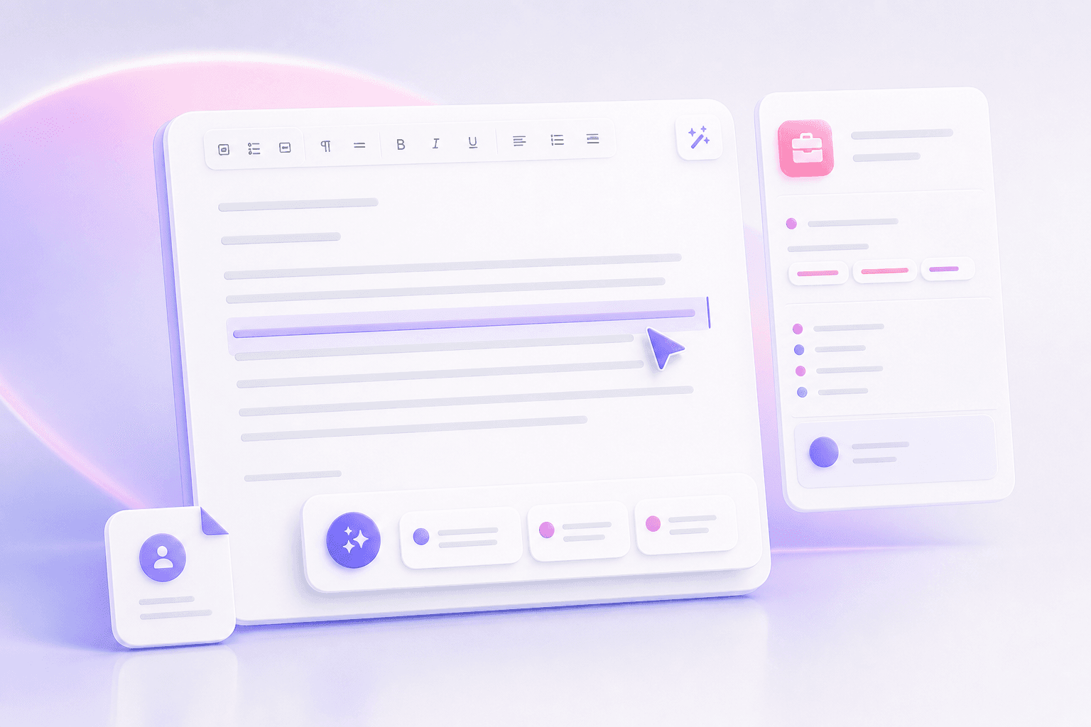 Jobsly cover letter editor with a role context panel and highlighted writing suggestion
